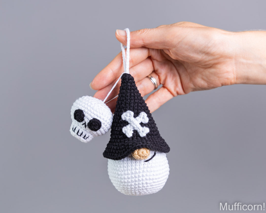 Halloween Gnome Keychain with Skull & Spider