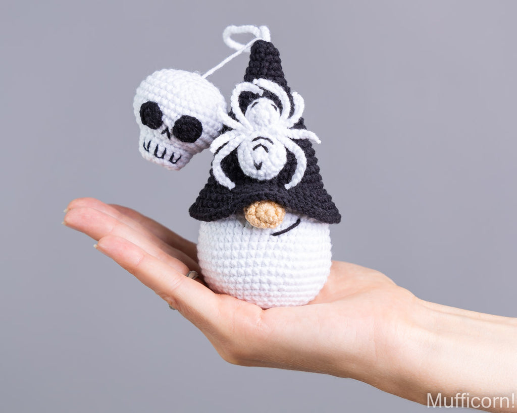 Halloween Gnome Keychain with Skull & Spider