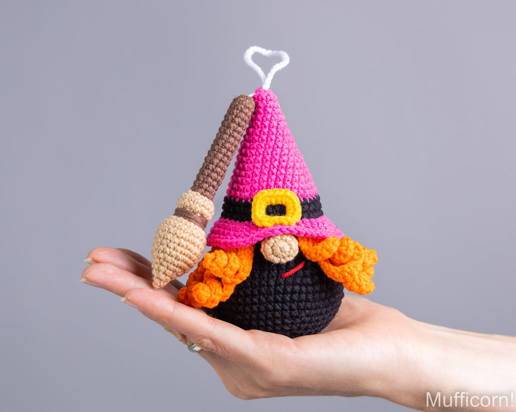 Halloween Gnome Keychain Witch Gnome with Broom