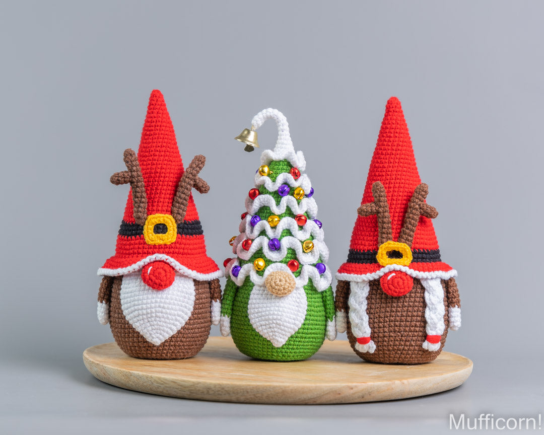 Crochet Patterns Bundle: Reindeer & Christmas Tree gnomes