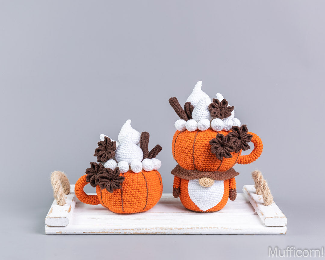 Crochet Patterns Bundle: Pumpkin spice latte Gnome & Cup