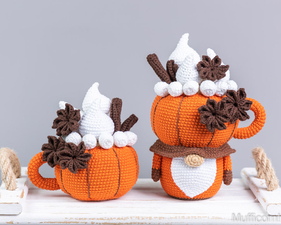 Crochet Patterns Bundle: Pumpkin spice latte Gnome & Cup