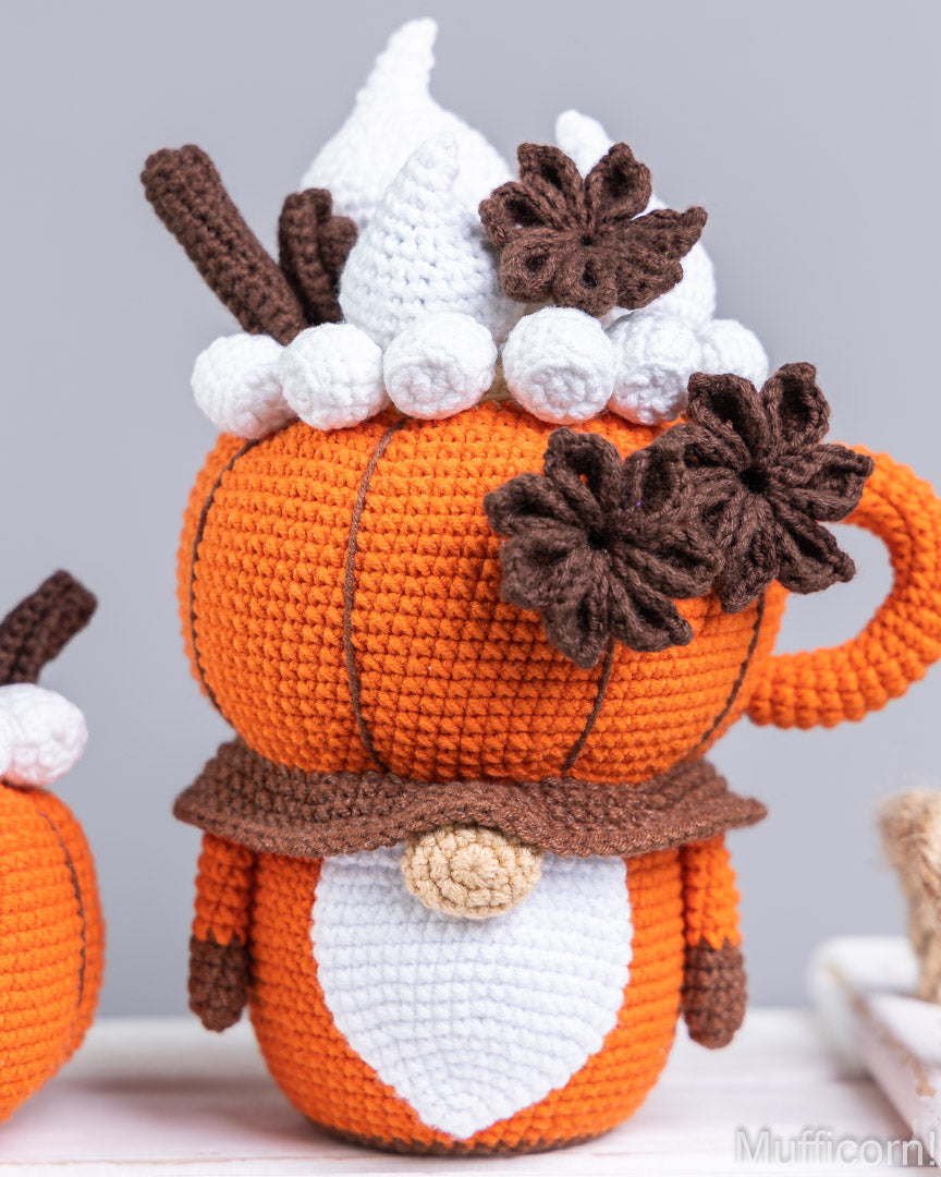 Crochet Patterns Bundle: Pumpkin spice latte Gnome & Cup