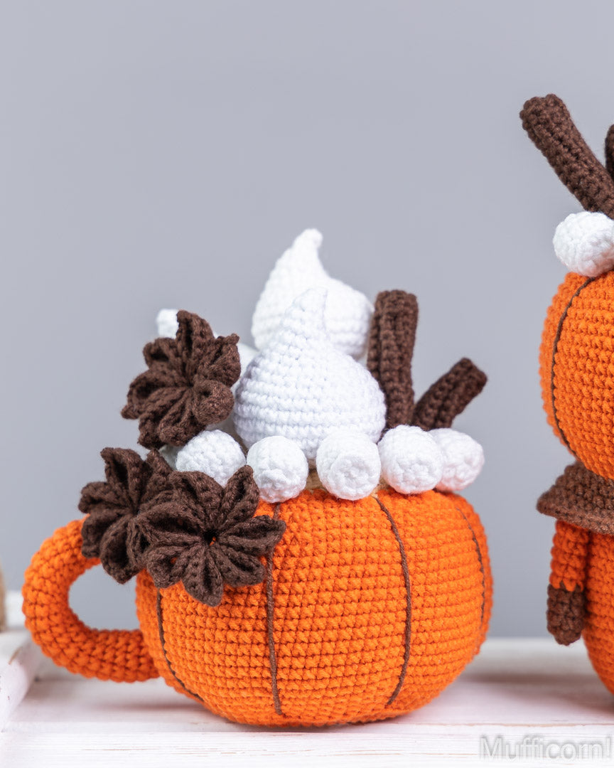 Crochet Patterns Bundle: Pumpkin spice latte Gnome & Cup
