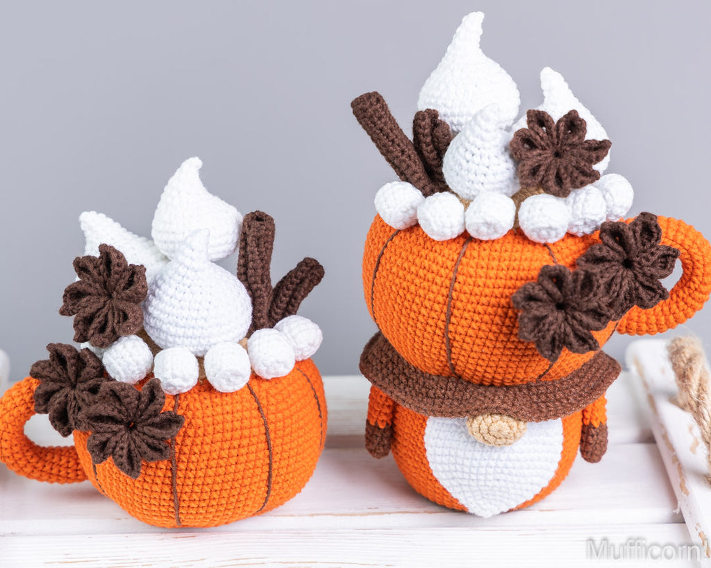 Crochet Patterns Bundle: Pumpkin spice latte Gnome & Cup