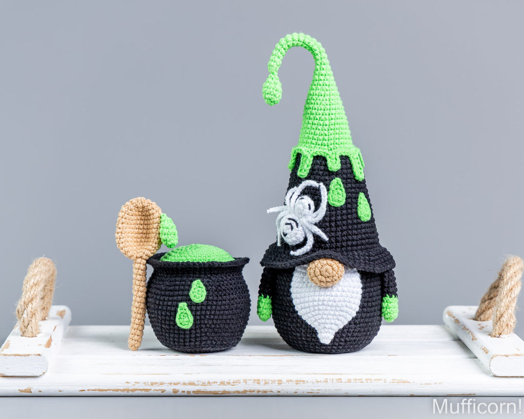 Halloween Gnome with Spider and Potion