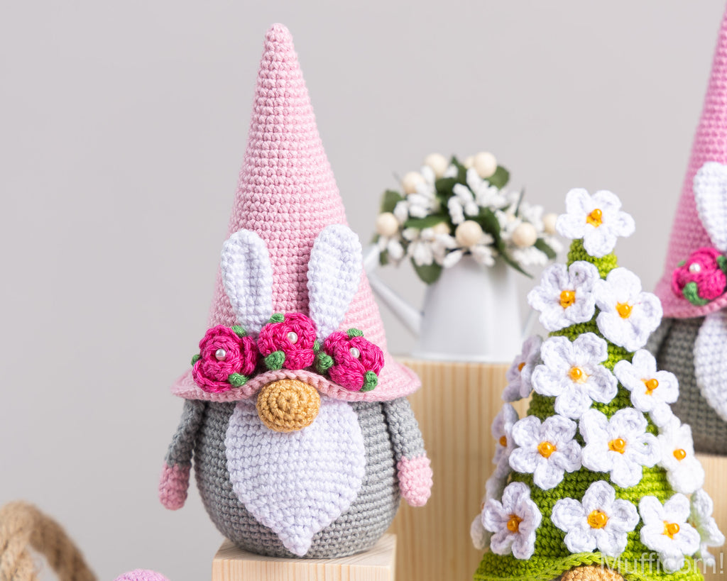 Crochet Patterns Bundle: Easter Bunny Gnomes and Flower Gnome