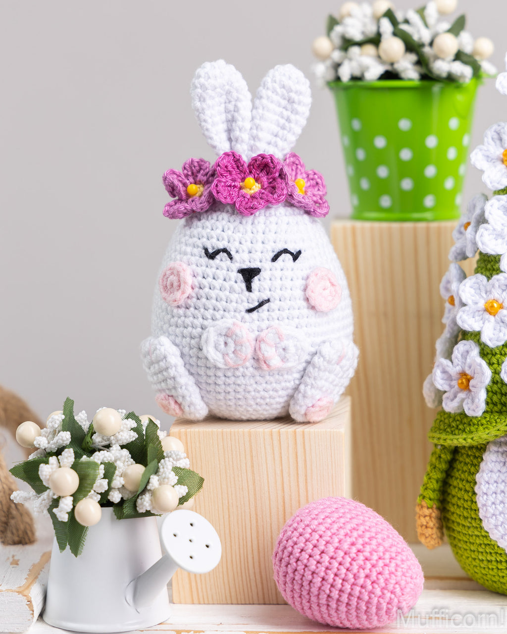 Crochet Patterns Bundle: Easter Bunnies and Flower Gnome