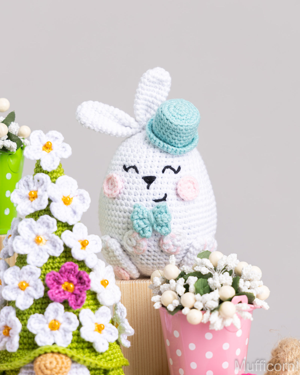 Crochet Patterns Bundle: Easter Bunnies and Flower Gnome