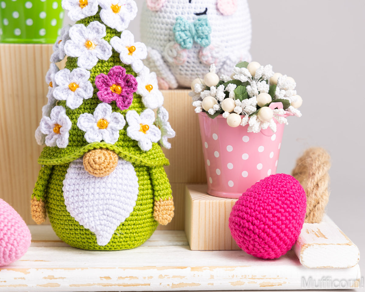 Crochet Patterns Bundle: Easter Bunnies and Flower Gnome