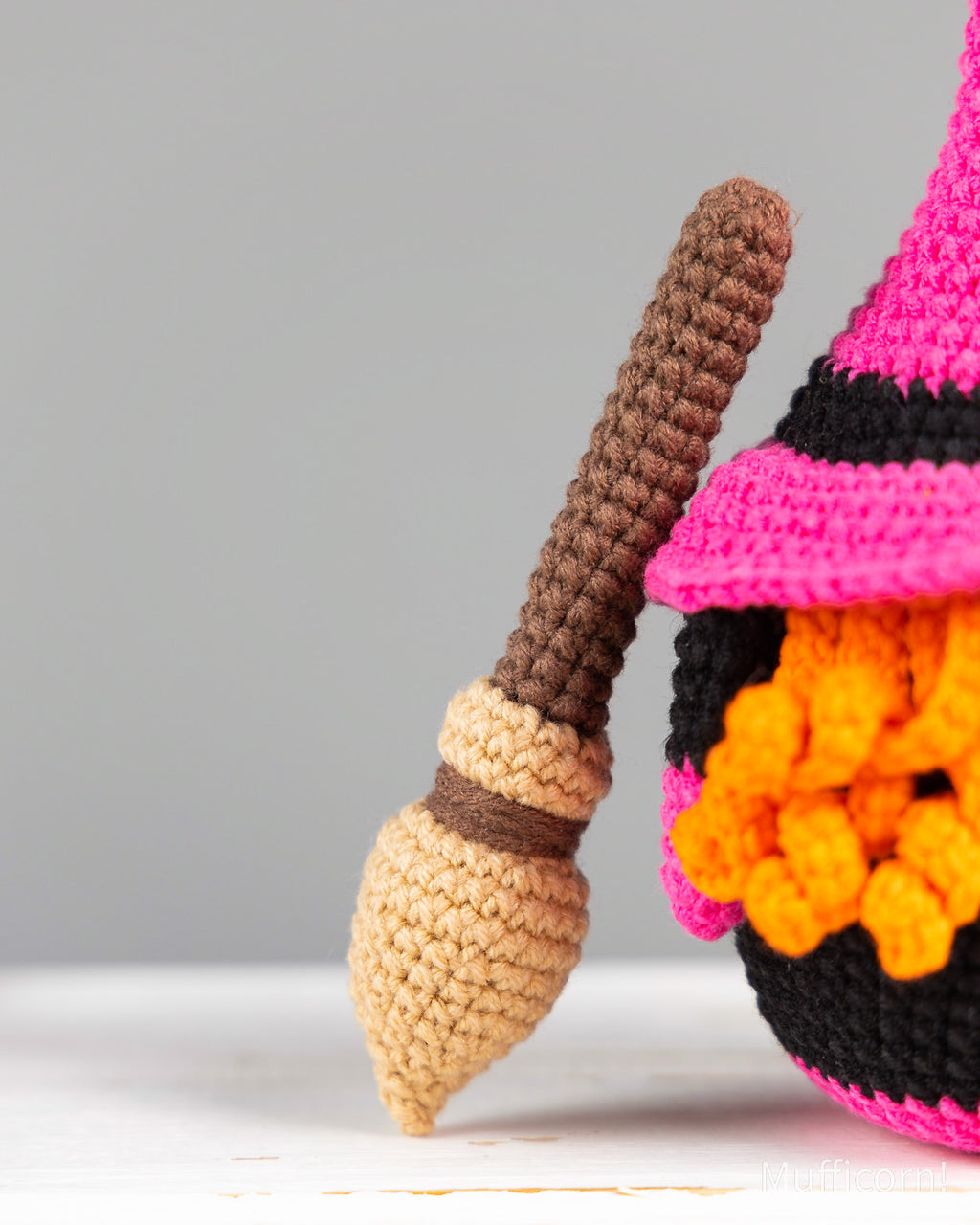 Witch Gnome with Broom and Cauldron