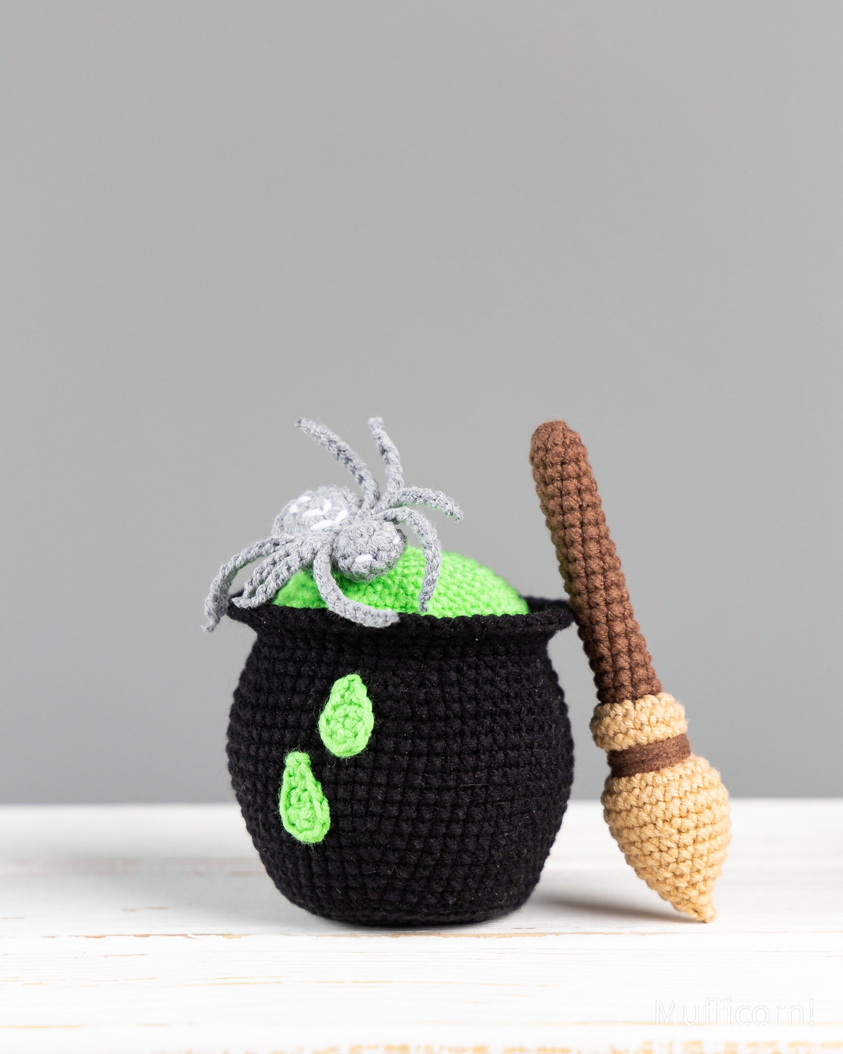 Witch Gnome with Broom and Cauldron