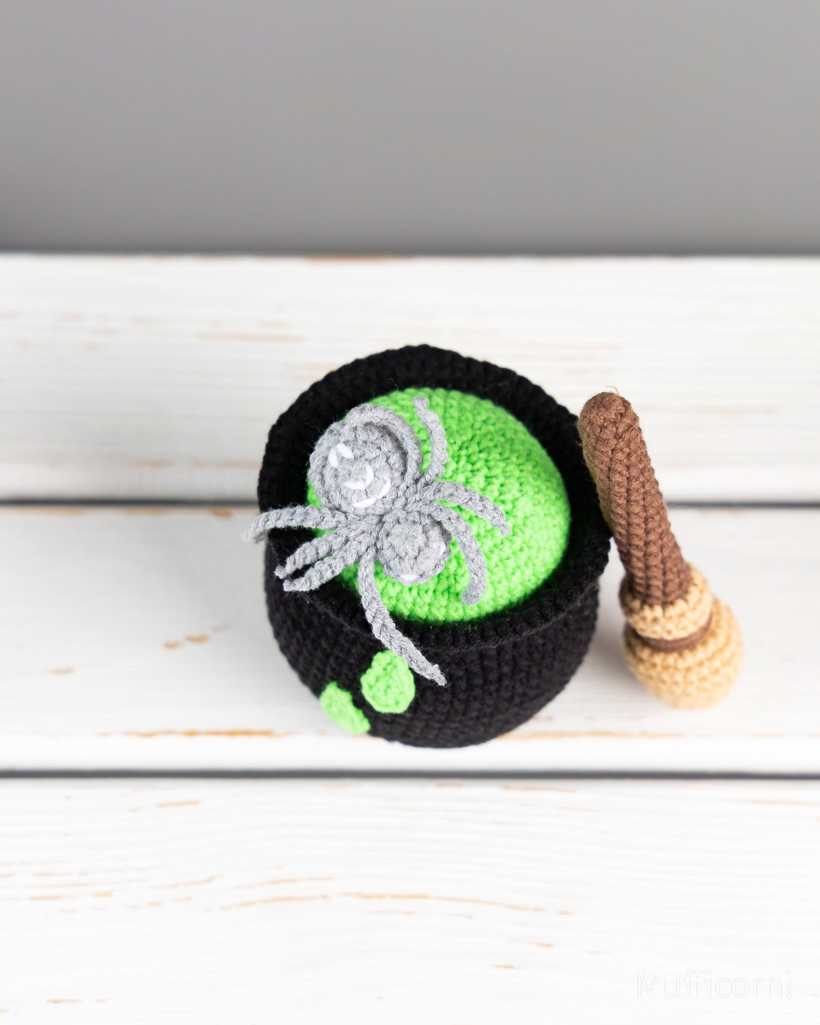 Witch Gnome with Broom and Cauldron