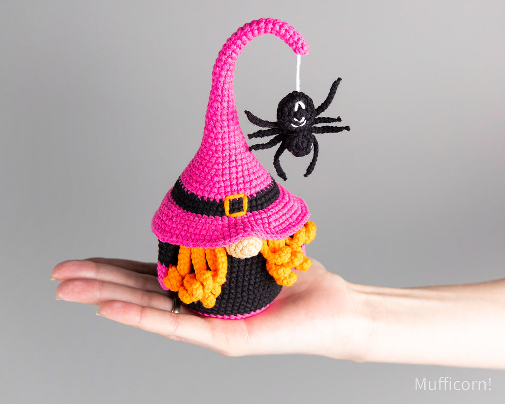 Witch Gnome with Broom and Cauldron