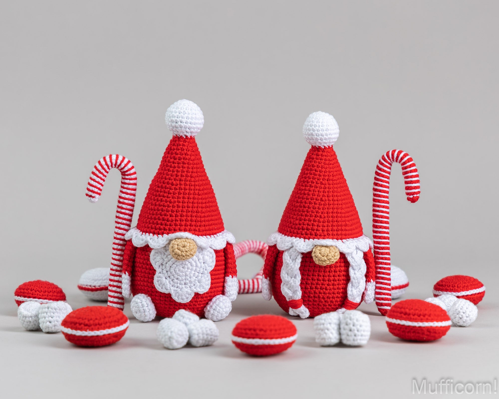 Crochet patterns Santa Gnomes and crochet candy corns, macarons and marshmallows