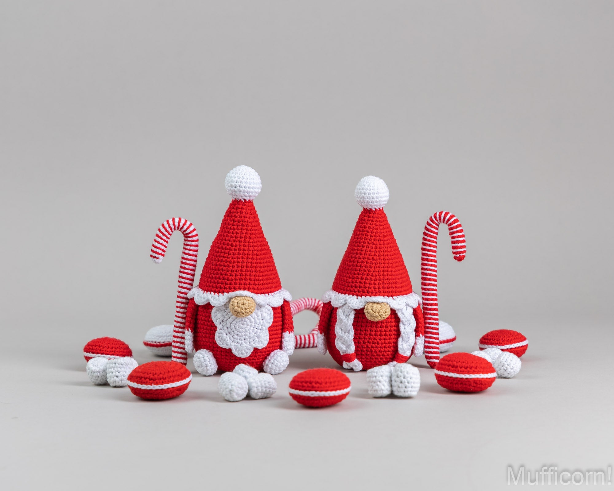 Crochet patterns Santa Gnomes and crochet candy corns, macarons and marshmallows