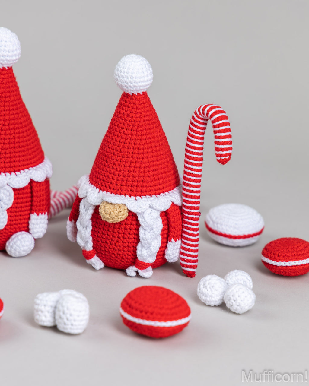 Crochet patterns Santa Gnomes and crochet candy corns, macarons and marshmallows