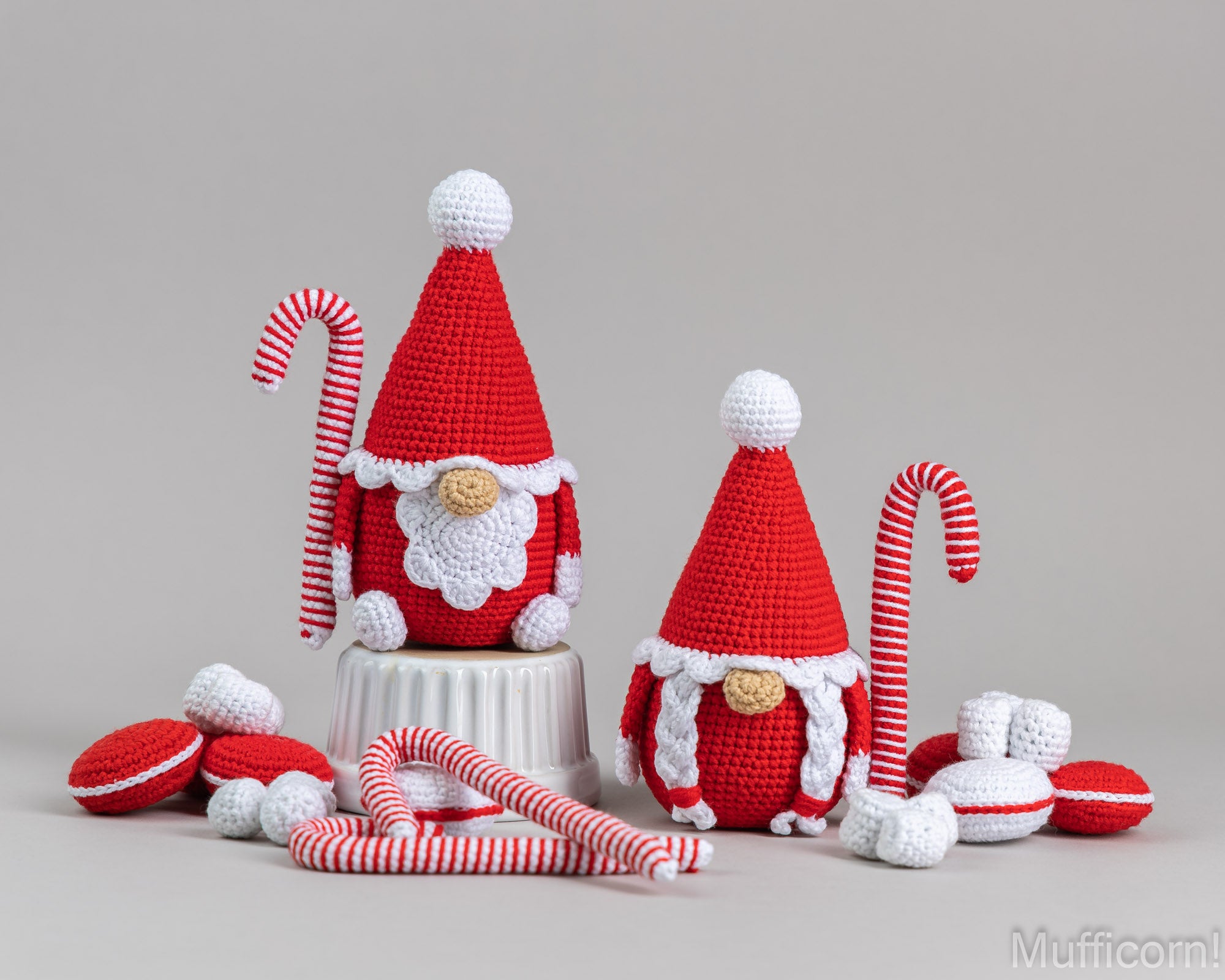 Crochet patterns Santa Gnomes and crochet candy corns, macarons and marshmallows