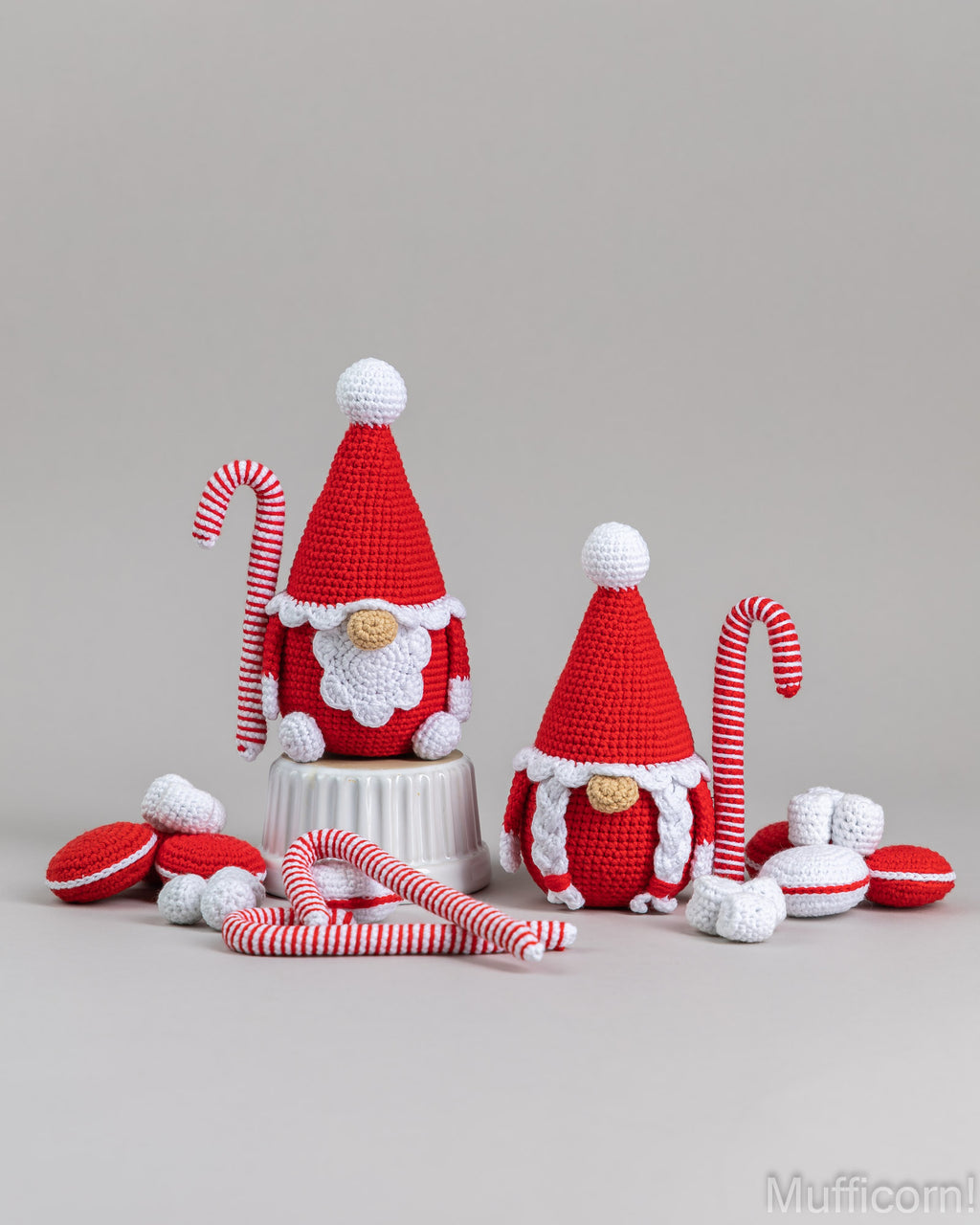 Crochet patterns Santa Gnomes and crochet candy corns, macarons and marshmallows