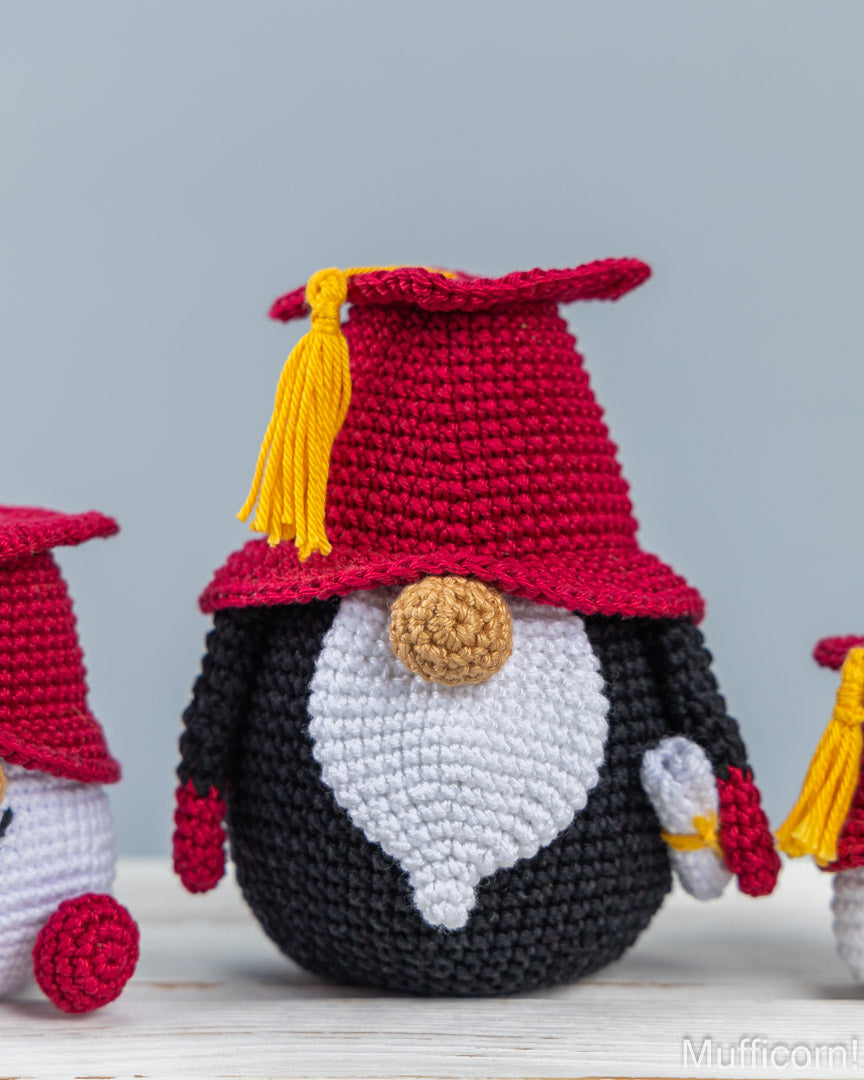 Crochet Patterns Bundle: Graduation Gnome and 2 keychain sizes