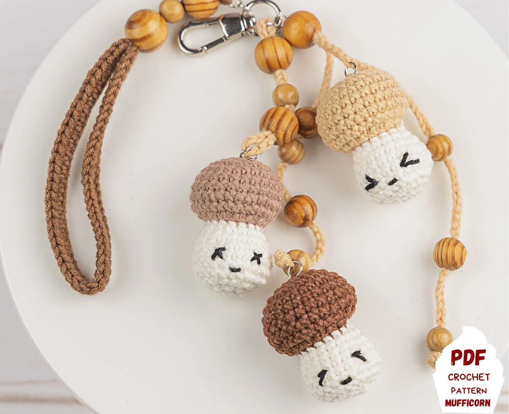 Brown Cap Mushroom Keychain