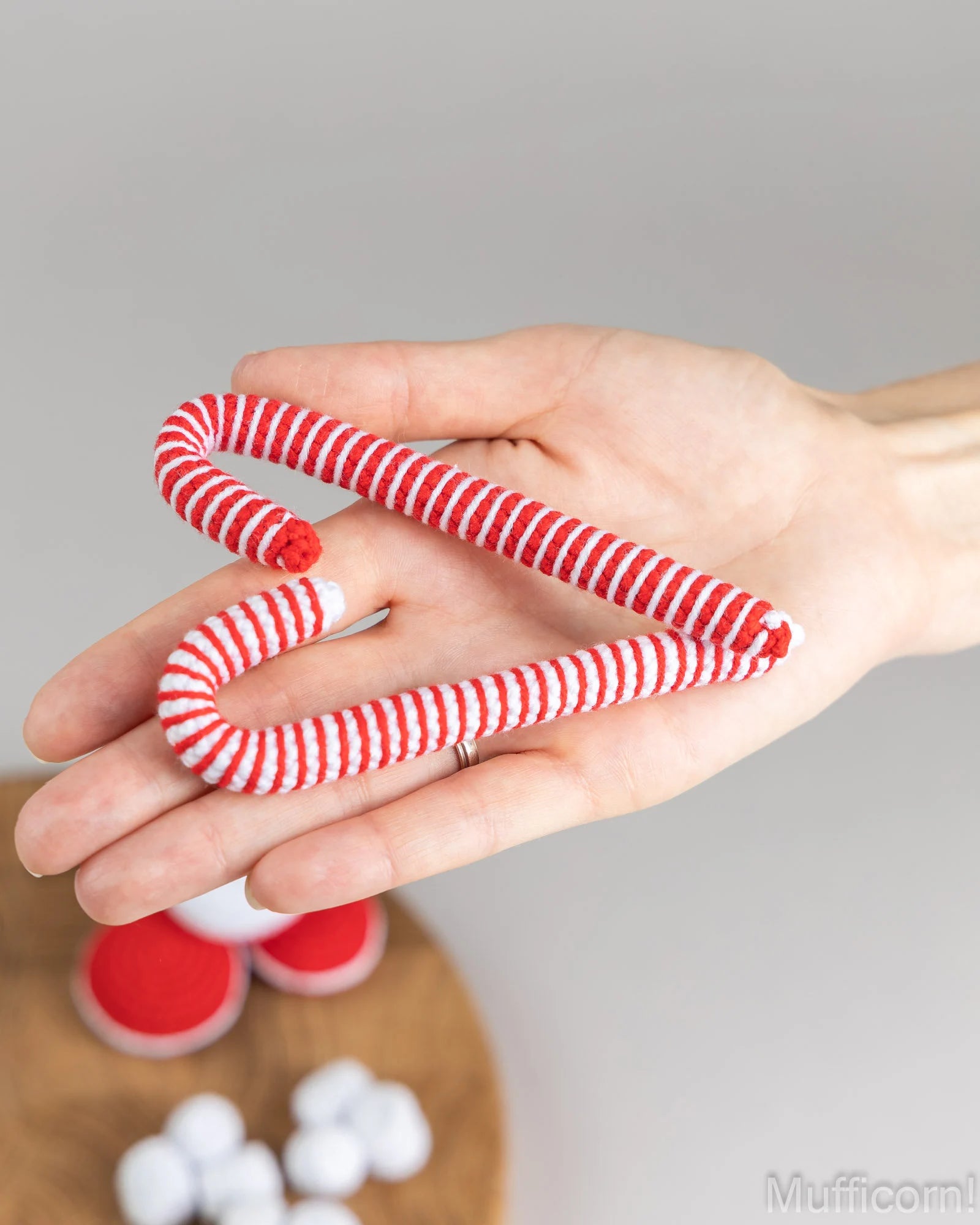 Christmas crochet food: Candy Cane, marshmallow, macaroons