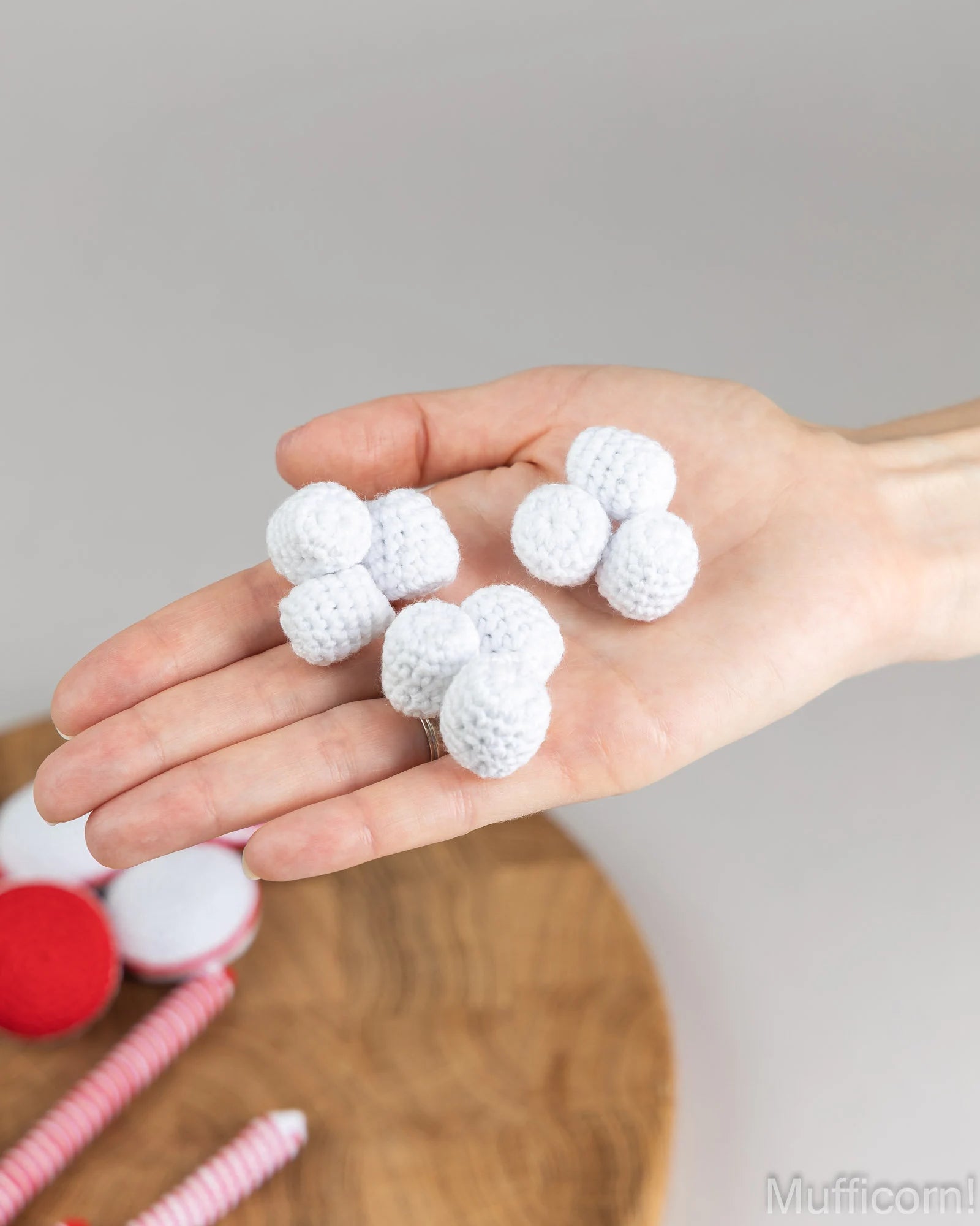 Christmas crochet food: Candy Cane, marshmallow, macaroons
