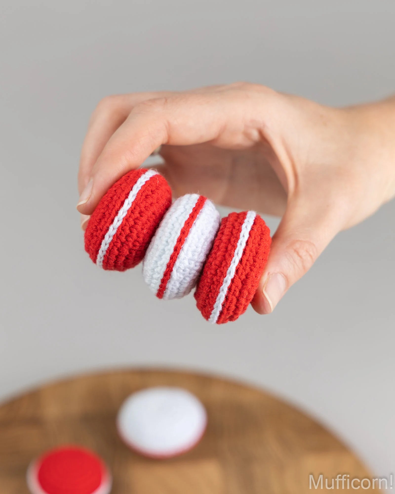 Christmas crochet food: Candy Cane, marshmallow, macaroons