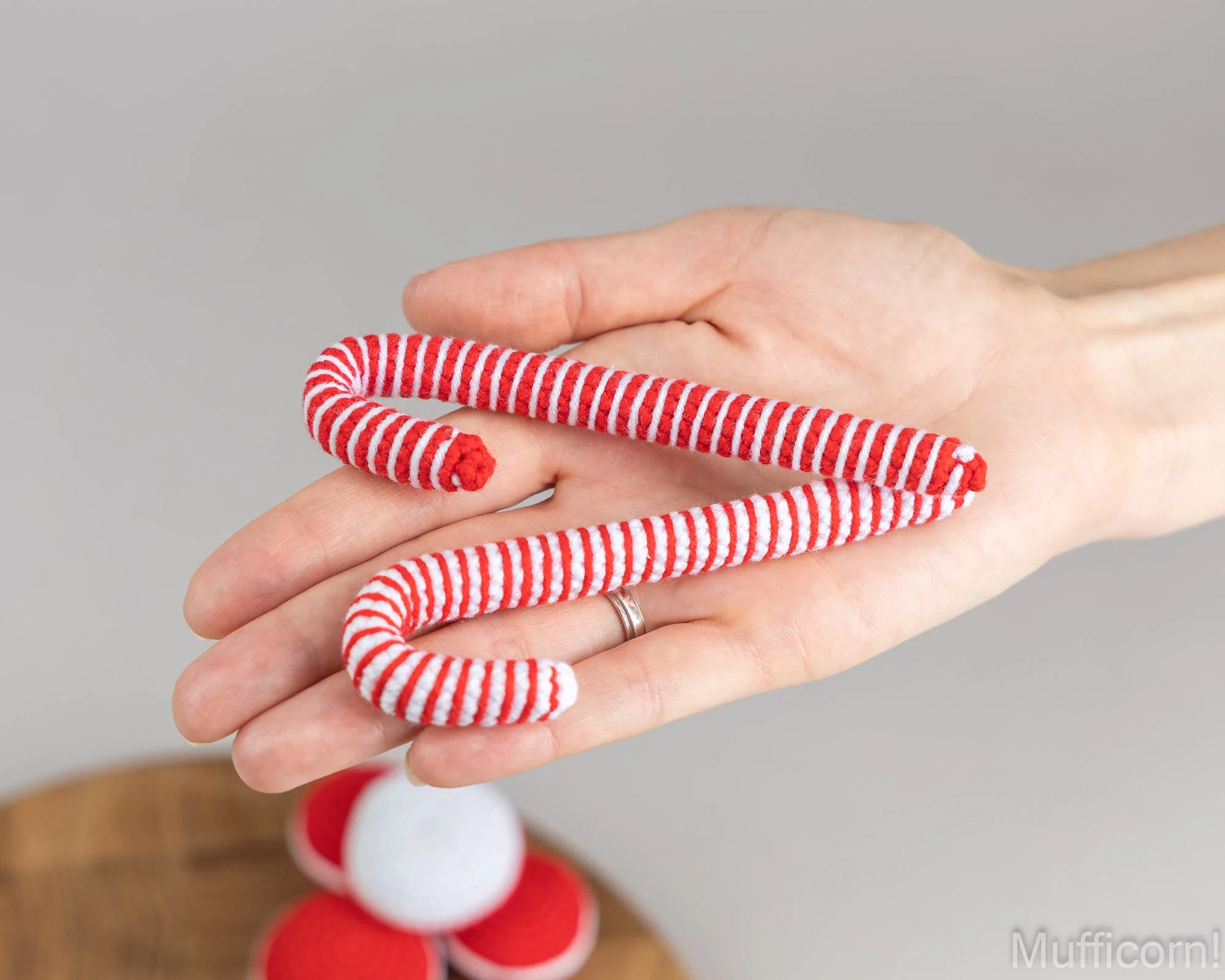 Christmas crochet food: Candy Cane, marshmallow, macaroons