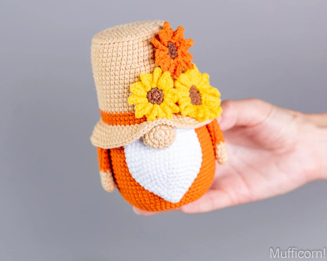 Crochet garden gnome close-up amigurumi pattern