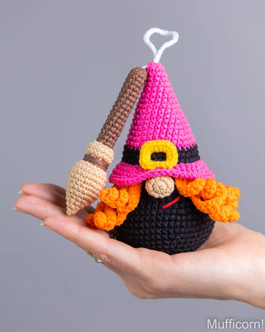 Halloween Gnome Keychain Witch Gnome with Broom