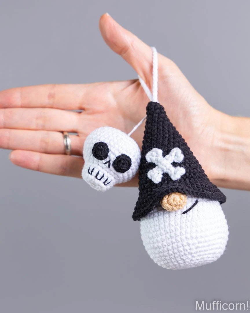 Halloween Gnome Keychain with Skull & Spider