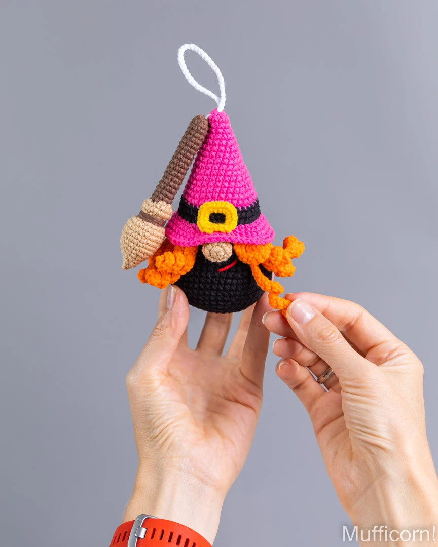 Halloween Gnome Keychain Witch Gnome with Broom