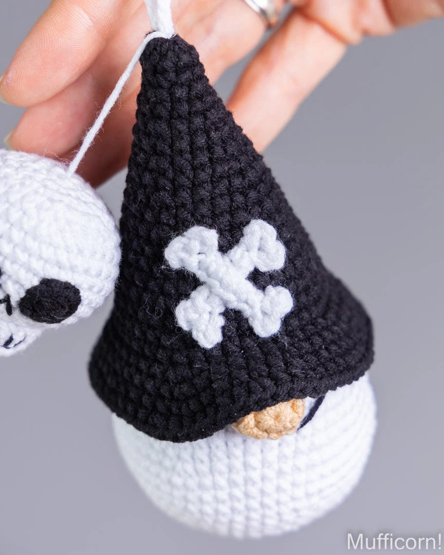 Halloween Gnome Keychain with Skull & Spider