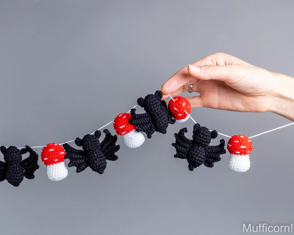 Halloween Garland with Bat & Mushroom
