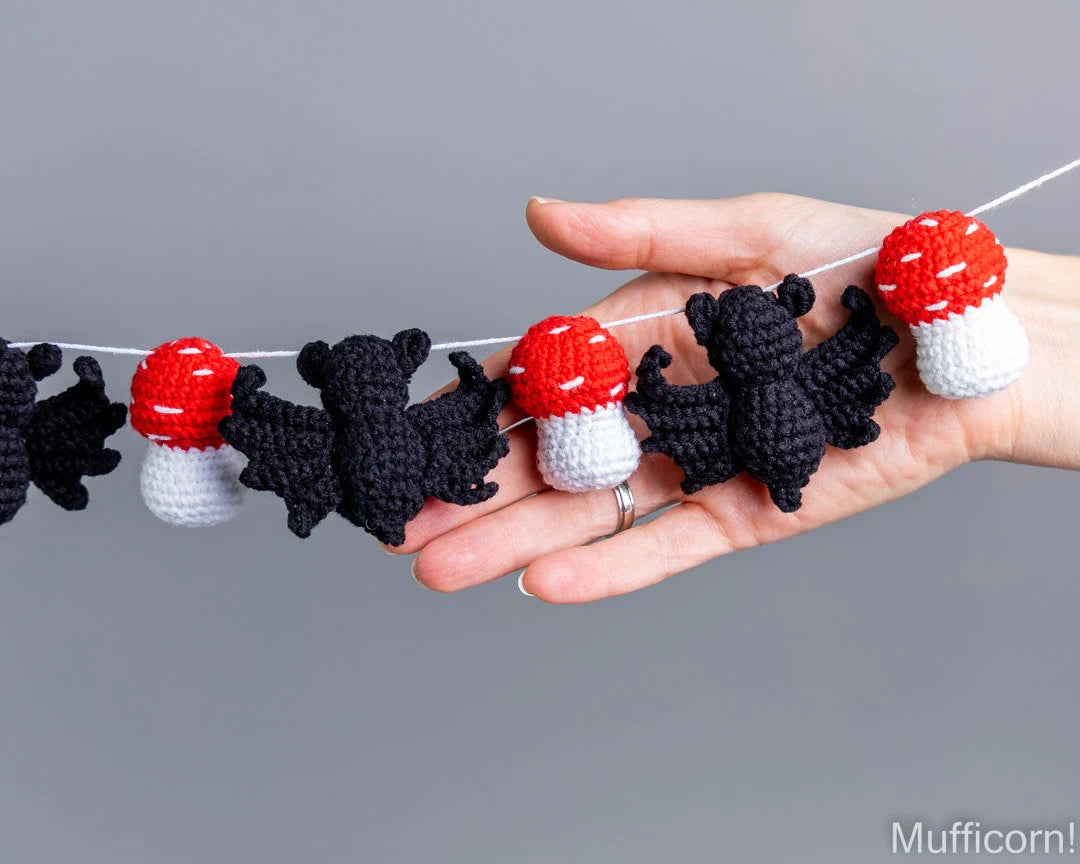 Halloween Garland with Bat & Mushroom