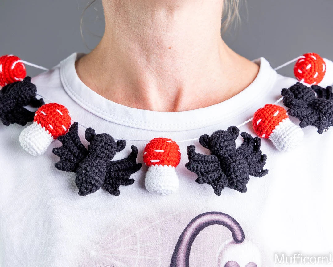 Halloween Garland with Bat & Mushroom