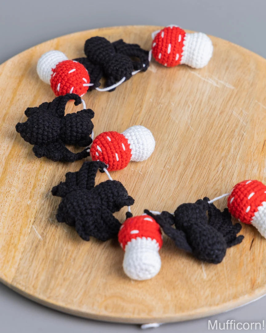 Halloween Garland with Bat & Mushroom