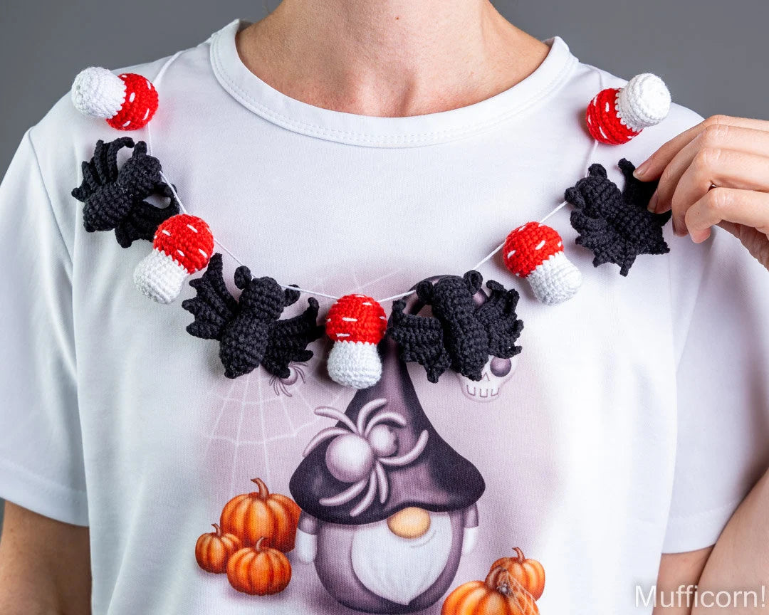 Halloween Garland with Bat & Mushroom
