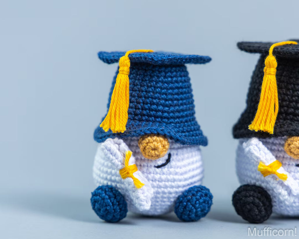 Crochet Patterns Bundle: Graduation Gnome and 2 keychain sizes