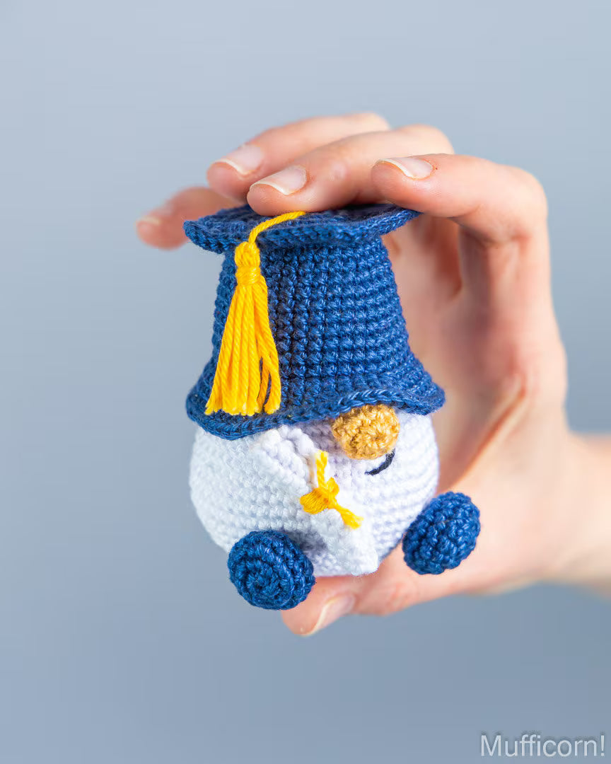 Crochet Patterns Bundle: Graduation Gnome and 2 keychain sizes