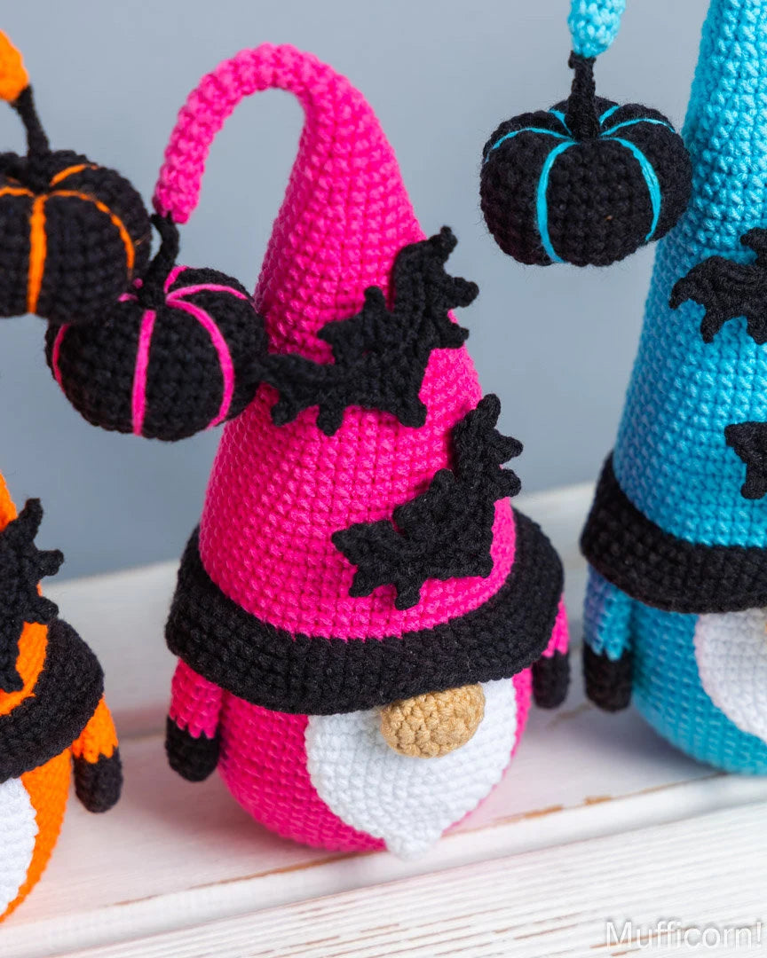 Crochet patterns bundle: Halloween Gnomes Candy Keepers and Bat Gnome