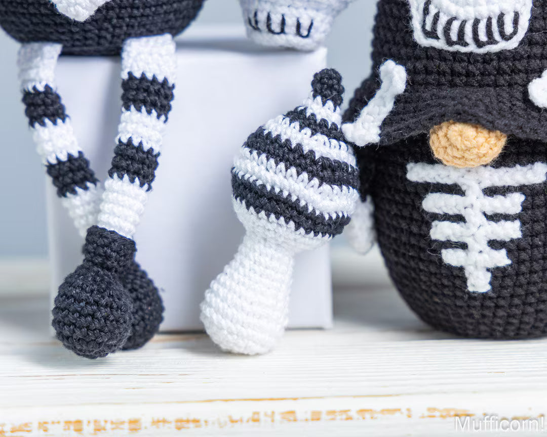 Crochet patterns bundle: Black andd White Halloween Gnomes