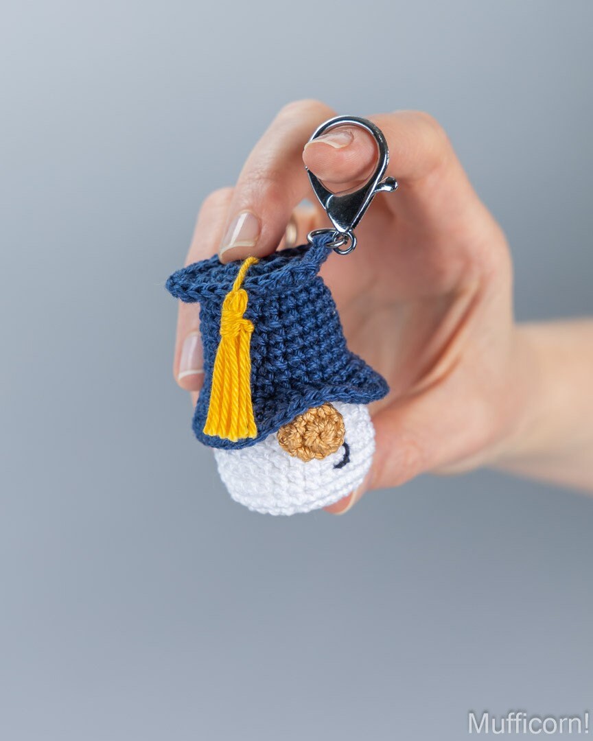 Crochet Patterns Bundle: Graduation Gnome and 2 keychain sizes