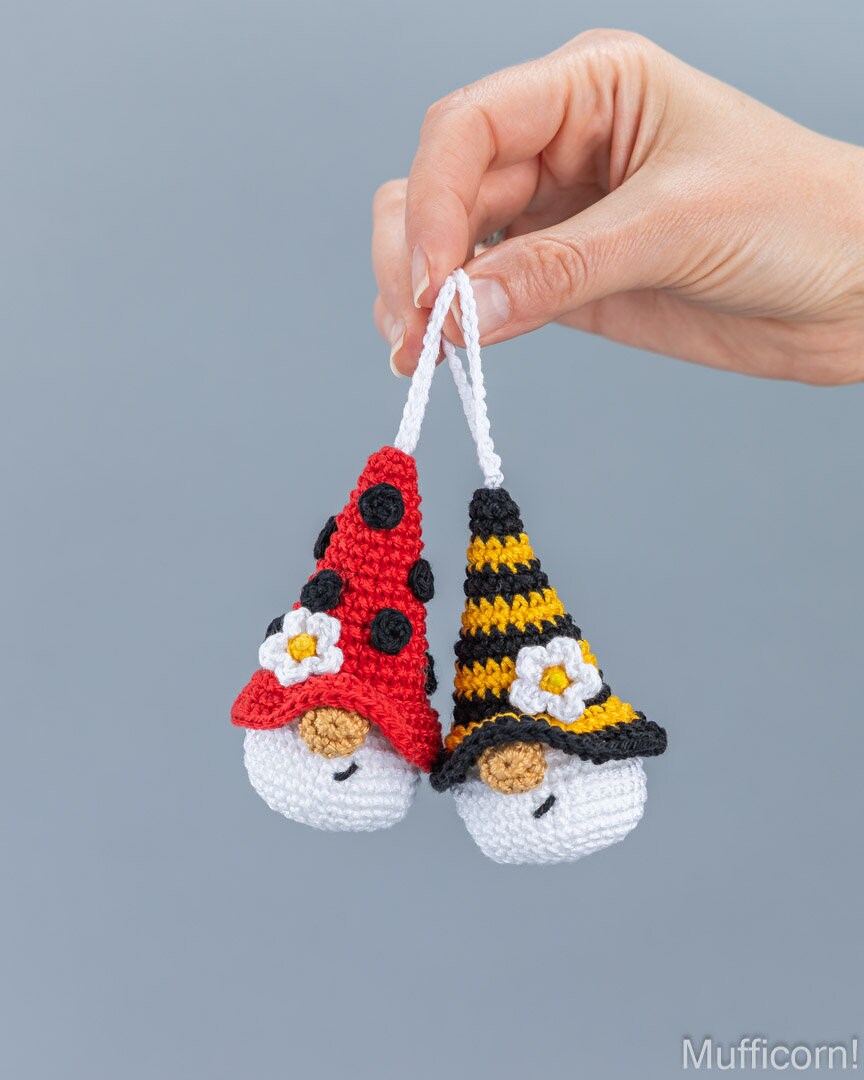 Small Bee & Ladybug Gnome Keychains