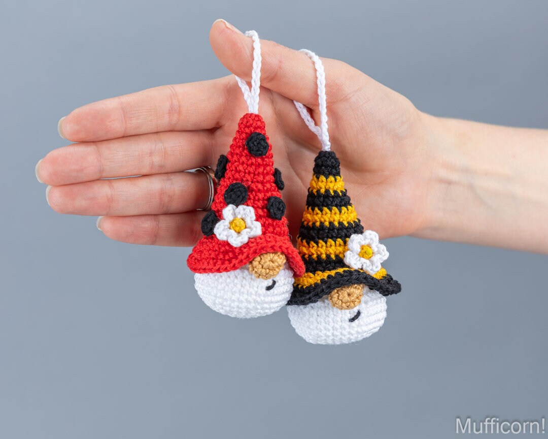 Small Bee & Ladybug Gnome Keychains