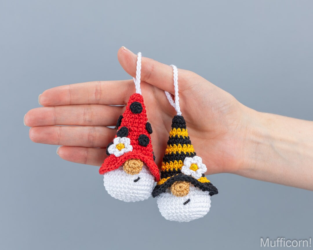 Small Bee & Ladybug Gnome Keychains
