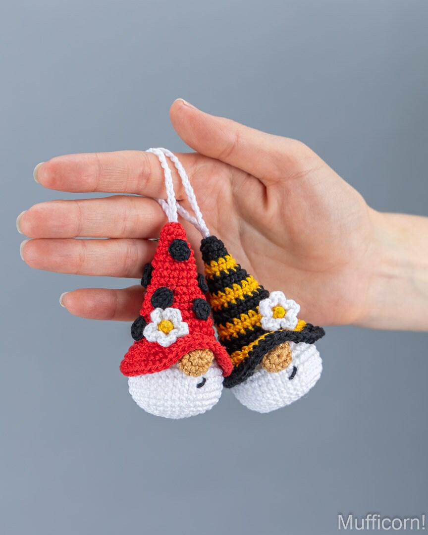 Small Bee & Ladybug Gnome Keychains