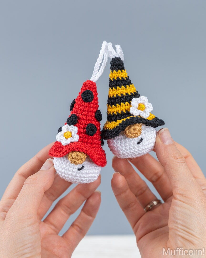 Small Bee & Ladybug Gnome Keychains
