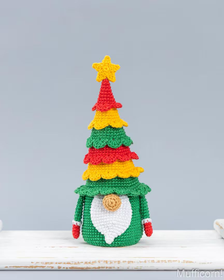 Christmas Tree Gnome Candy Keeper with Ruffled Hat